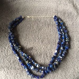 Blue Stone 3 Strand Necklace